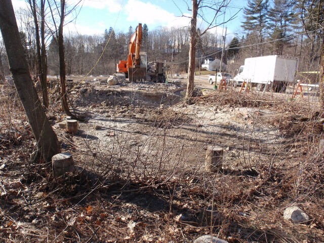 View of old Ernie's Garage site from the back toward Laconia Road