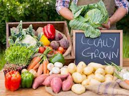 Locally grown food displayed